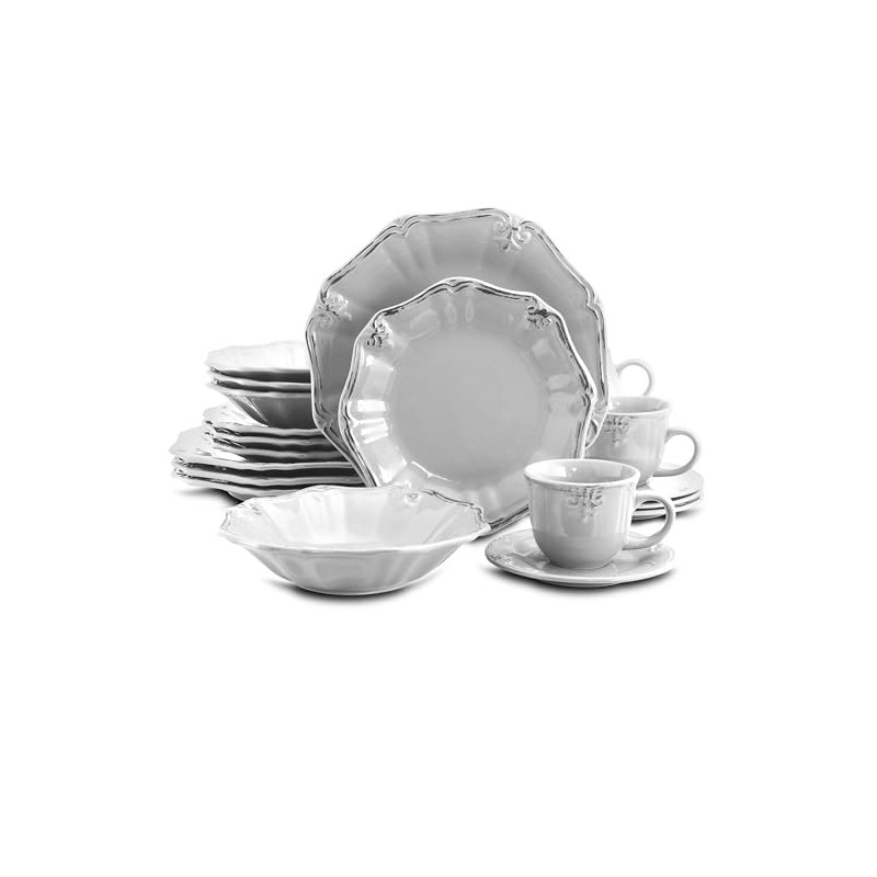 Elama Fleur De Lys 20-Piece Dinnerware Set in White