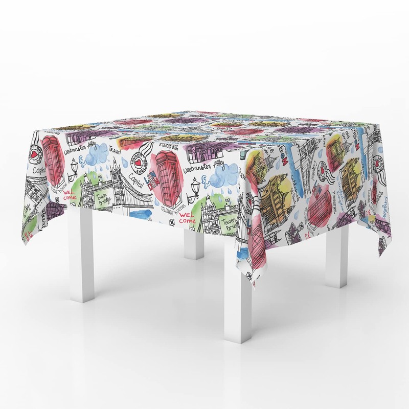 Xtremepads London Landmarkvector Pattern Pattern - Square Linen Tablecloth, 60"