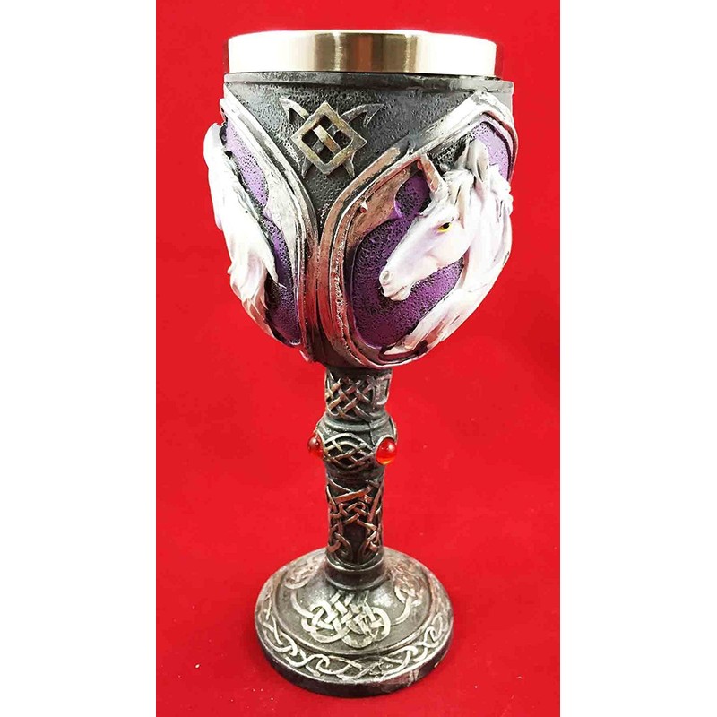 PURITY WINE ENCHANTED UNICORN GOBLET CHALICE STAINLESS STEEL WITH RESIN