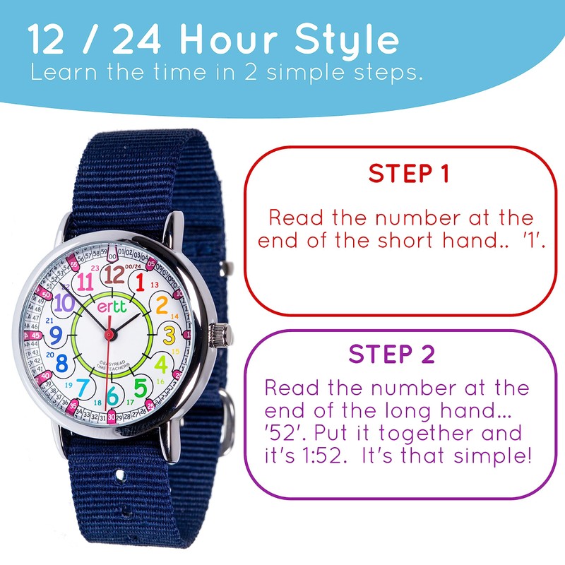 EasyRead time teacher ERW-COL-24-NB Learn the Time Boys Watch