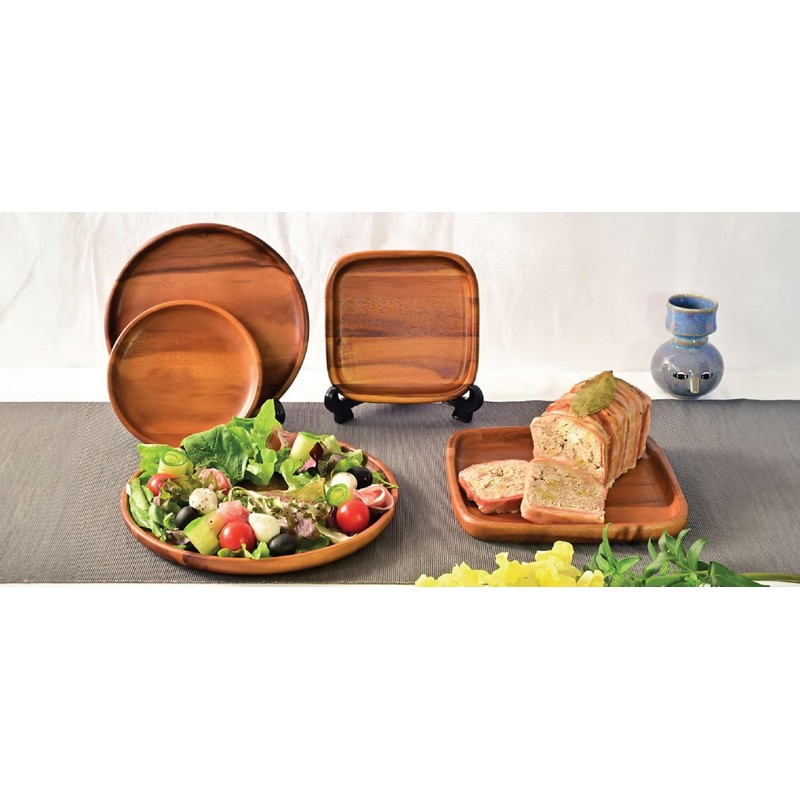 スワンソン商事 木製食器 皿 プレート アカシア 角 S 木製の温かみ 食卓に馴染むおしゃれなデザイン CA-207