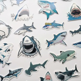 MiroSan Cute Shark Sticker for Car Window Joke Hammerhead Shark Mouth Decal for Surf Board Graphics Diving 50Pcs