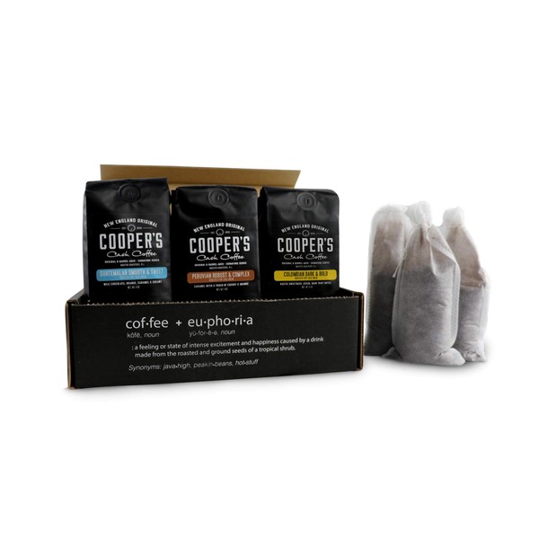 Cold Brew Coffee Box Set - Medium Roast, Colombian, Peruvian, Guatemalan Ground Coarse - 6 Filter Bags Included - 1.5 lbs