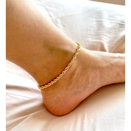 DEARMAY Gold Anklets for Women Ankle Bracelets for Women Rope Chain Anklet Bracelets Cute 14K Gold Plated Filled Anklet Jewelry Gift for Women Teen