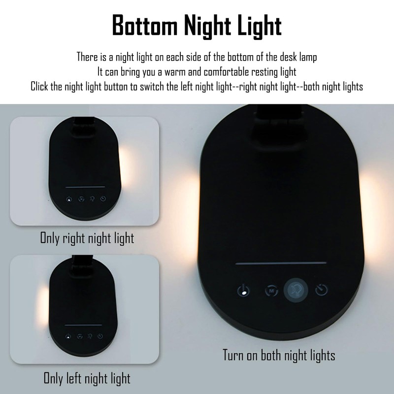 kvppvt LED Double Head Desk Lamp with Night Light, 5