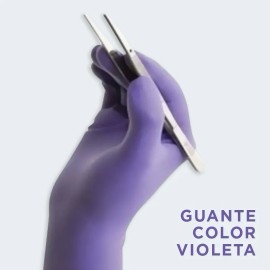 Guantes descartables Ambiderm Plus color violeta talle P de látex con polvo x 100 unidades