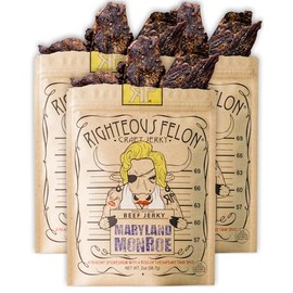 Righteous Felon Beef Jerky - Maryland Monroe Flavor - All-Natural Jerky - Locally Sourced & Dried Beef Jerky - Low-Sugar, High-Protein, Healthy Snacks - 2 Ounces 3 Pack