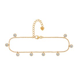 CAI 32019003 Women's Anklet 925 Silver with 8 Zirconia, Sterling Silver, Cubic Zirconia