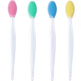 TSUOUKL4 Pcs Silikon Peeling Lippenpinsel, Silikon Lippenbürste Doppelseite, Nase Saubere Bürste, Weicher Lippenpinsel, Mitesser Bürsten