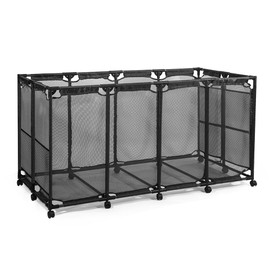 JEFEE Pool Storage Bins Rolling Pool Storage Cart Standard Noodles Holder Organizer Container with Nylon Mesh, for Swimming Pool Floats Storage, Pool Toys Storage,Large 64.57"L*30.51"W*33.46"H Black