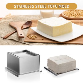 laffoonparts 6.97 x 5.39 x 3.62 Inch Large Tofu Press Stainless Steel Tofu Maker with Cheese Cloth for Kitchen