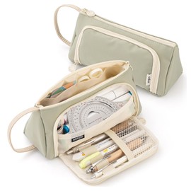 HTTDSLF Pencil Case Pencil Case Large Capacity Pencil Case Girls Large Capacity Pencil Case Teenager Pen Bag Stationery Pen Bag, light green, No