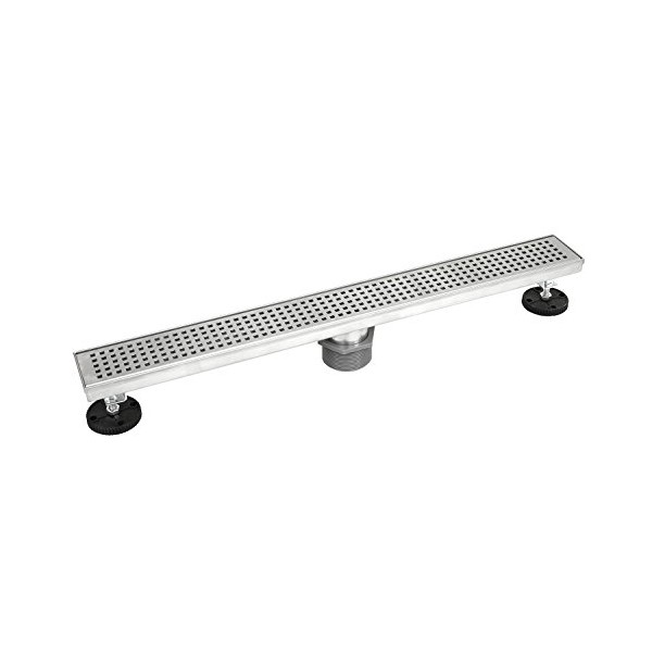 Shower Linear Drain â Square Checker Pattern Grate â Brushed
