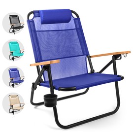 Water Buffalo Bondi Beach Chair – Backpack Beach Chair for Adults with Reclining Positions, Cup Holder & High Back Support