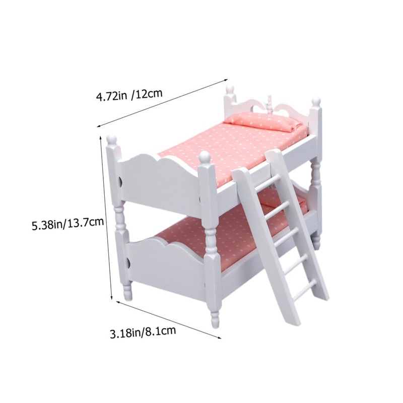 BESPORTBLE Scale Pink Polka Dot Bunk Bed Model Lifelike Mini