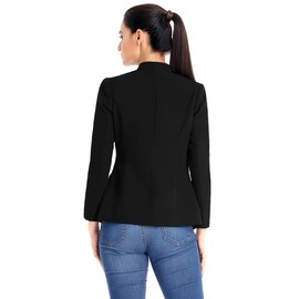 GRAPENT Women's Business Casual Buttons Pockets Open Front Blazer Suit Cardigan Black Size Small (US 4-6)