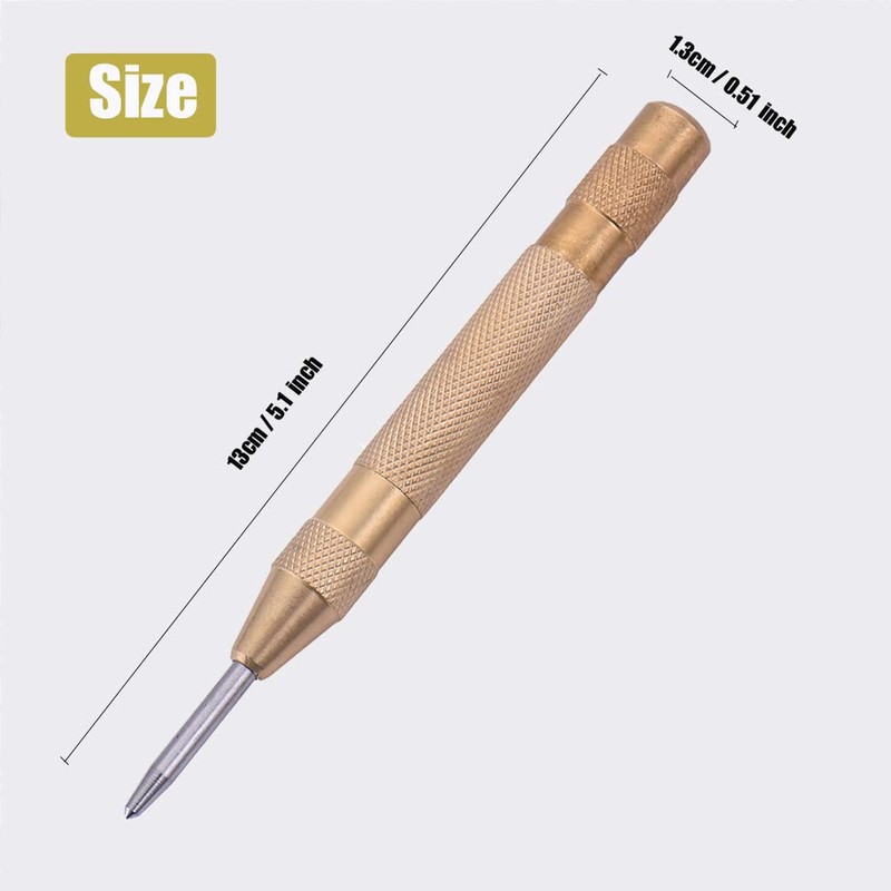 Automatic Center Punch 5 Inch Steel Brass Spring Impact Loaded