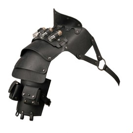 Single Shoulder Armor Vials Coin Pouch Retro Medieval Knight Shoulder Armors Pauldron Renaissance Cosplay Viking Costume (Black)
