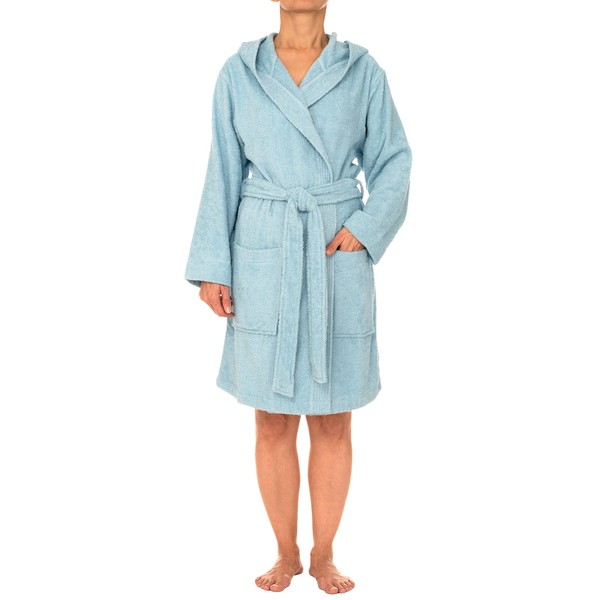 TowelSelections Bata de baño de algodón con capucha, batas de tela de rizo para mujer, XS-3X, Azul fresco, L