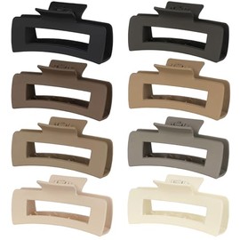 CHANDAT 8 pinzas grandes para el cabello, 4.1 pulgadas, antideslizantes, cuadradas, mate, para mujer, pinzas tipo banana de sujeción fuerte para cabel
