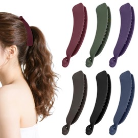 Pack of 6 Banana Clips, Banana Hair Clip, Banana Hair Clip, Clip for Thin Hair and Thick Hair, 11 cm / 4.33 Inch, Non-Slip Hair Clip for Women Everyday and Party (6 Colours)