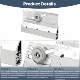 Paquete de 4 conjuntos de rodillos de puerta de ducha sin marco M 6053 – Ruedas de plástico de 3/4" con rodamientos de bolas, soporte de aluminio cromado, kit de repuesto para piezas de puertas
