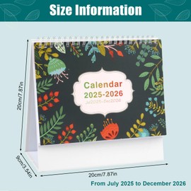 Desk Calendar 2025-2026, Calendar 2025-2026 UK from July. 2025 to Dec. 2026, 18 Month Twin-Wire Binding Desktop Calendar, Standing Flip Desk Calendars for Home Office Study