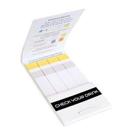 Check Your Drink Spiked drink test strips, convenient Matchbook style packaging.  Pack of 8 test strips drink testing. Drink test strips Kit