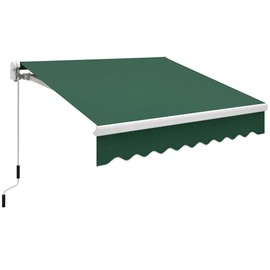 Outsunny 8' x 7' Patio Retractable Awning, Manual Exterior Sun Shade Deck Window Cover, Green