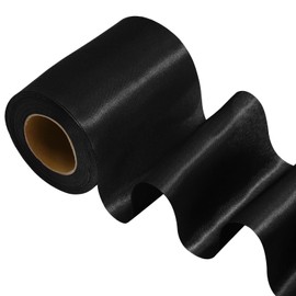 LoomJoyz Black Satin Ribbon 100mm(4 Inch) Wide Silk Ribbon 23 Meters Thick Ribbon for Cutting Grand Opening Ceremony Sash Wedding Decoration Birthday Party Bow Gift Wrapping Craft