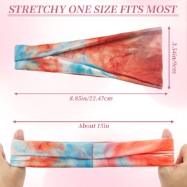 QIUTIMIY Tie Dye Headbands for Women, 6 Pack Wide Non-Slip Stretchy Hair Bands for Yoga, Workout, Running, Fashion Hair Accessories for Women's Hair（Shape 4）