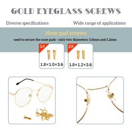 Eyeglass Repair Kit - YEEMO Glasses Repair Kit with Screws (Gold), Eyeglass Nose Pads, Precision Glasses Screwdriver Set: High Compatibility for Eyeglasses, Sunglasses, and Watch Repair