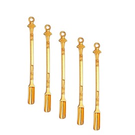 Mini Snuff Spoon, 5 Pieces Gold Shovel Microscale Spoon Home Supplies Pendants Necklace Vials for Filling Salts