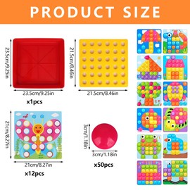 DiiWmme Color Learning Game for Children Aged 2 and Above, Montessori Color Matching Toy with 50 Buttons and 12 Picture Cards