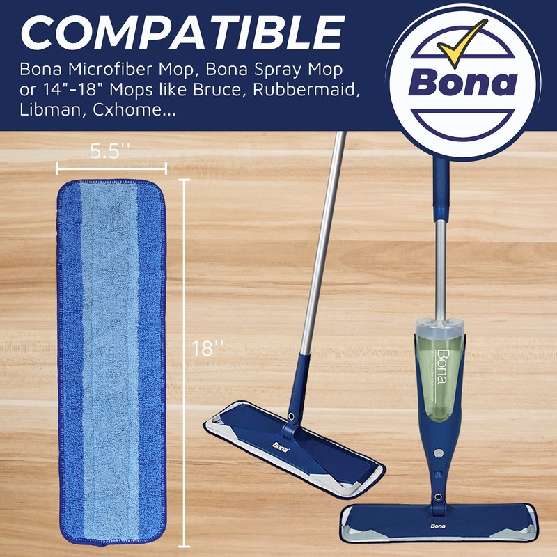 6 Pack Microfiber Cleaning Pad for Bona Spray Mop, Multi-Surface
