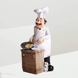 SUPVOX Chef Figurines Chef Statue for Kitchen Counter Top Restaurant Cafe Resin Desktop Decorative Ornaments Christmas Centerpiece Bakery Crafts Cooking White