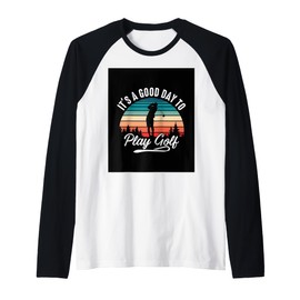 Swinging at Sunset: A Good Day to Play Golf, Golfer Gift Raglan Baseball Tee