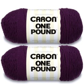 Caron One Pound Deep Violet Yarn - 2 Pack of 454g/16oz - Acrylic - 4 Medium (Worsted) - 812 Yards - Knitting/Crochet