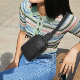 Telena Fanny Packs for Women Small Crossbody Sling Bag Chest Bag for Women Men Teen Girls Black