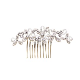 Crystal Rhinestone Hair Combs, Bridal Wedding Hair Accessories, Silver White Decorative Hairpins, 2 set