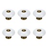 Faotup 6Pcs White Ceramic Cabinet Knobs Round Retro Dresser Knobs