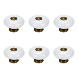Faotup 6Pcs White Ceramic Cabinet Knobs Round Retro Dresser Knobs Decorative Drawer Knobs for Cupboard, 1.3"x1.3"x0.91"