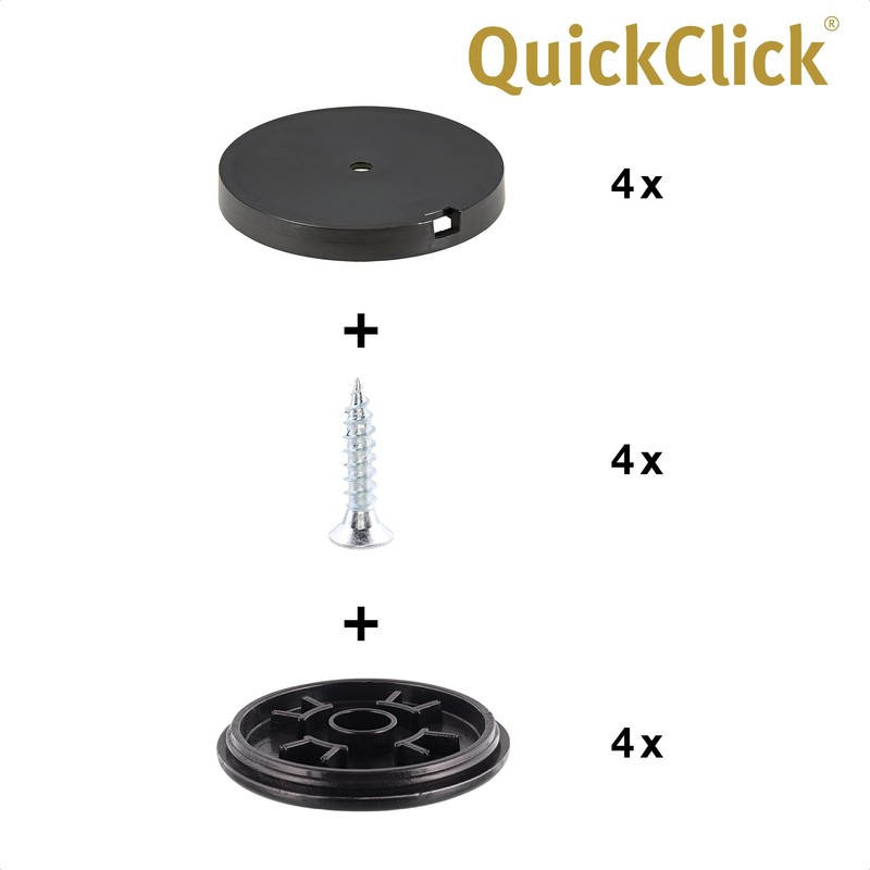 'Wagner QuickClick® Chair Glides – Set of 4 Screw-On/Black ",