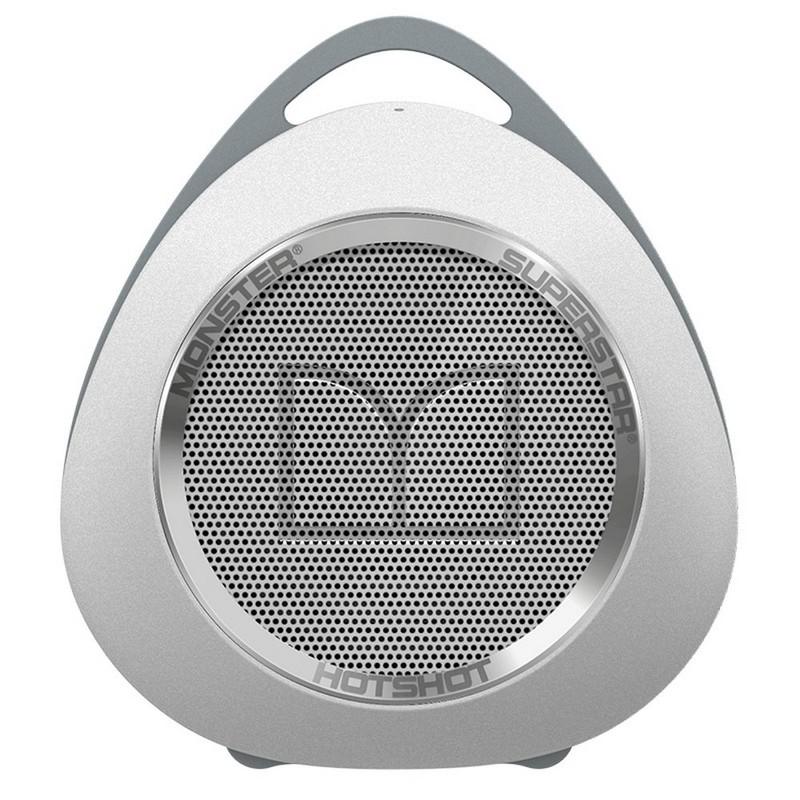 Monster Hotshot Portable Bluetooth Speaker with Carabiner, White/Chrome