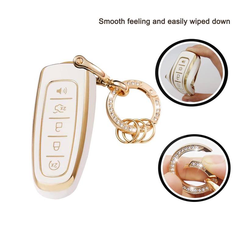 2Pcs Key Fob Cover with Metal Keychain, Soft TPU Protection