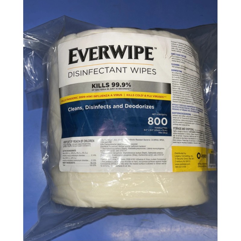 Everwipe Disinfectant Wipes Refill, 800ct- 8.0" X 6.0" Towelettes. SH1