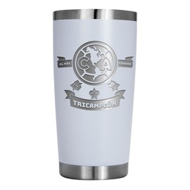 Termo para cafe del America Tricampeon,Vaso Termico Liga Mx Futbol Regalo Mantiene Bebidas Calientes Frias Doble Pared Acero Inoxidable Termo grabado Laser (Blanco)