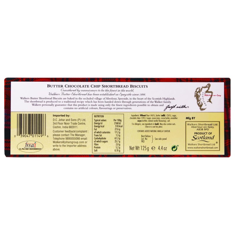 Walkers Classic Shortbread Chocolate Chip - 4.4 oz