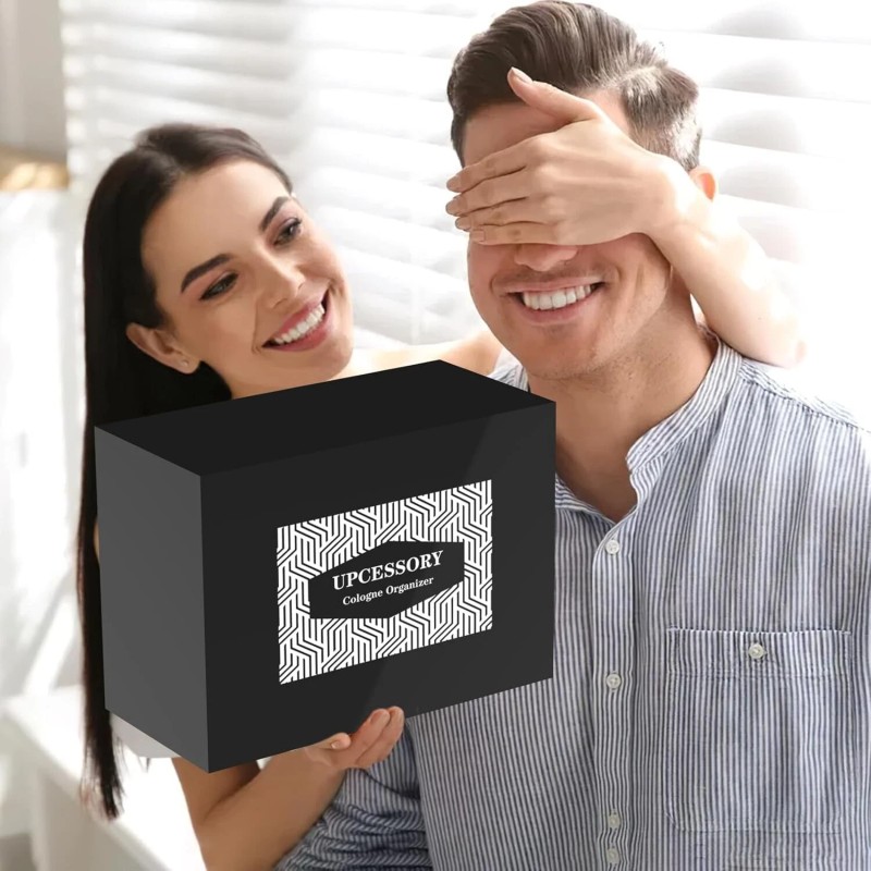 upcessory Organizador de colonia de madera para hombre, con soporte