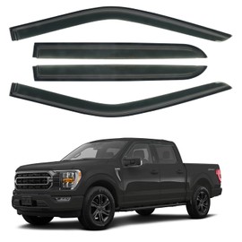 Outside Mount Window Visors Rain Guards Fit for 2015-2024 Ford F150 SuperCrew, Fit for 2017-2024 F150 Raptor F250 F350 F450 F550 Super Duty Crew Cab, Side Wind Deflectors Vent Shade